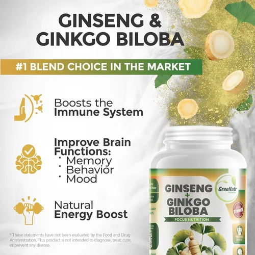 Miniatura 3 de GreeNatr Focus an Energy Bundle Ginseng + Ginkgo Biloba Tabletas + Cápsulas de Moringa Oleifera - Potenciador de energía tradicional y sacapuntas