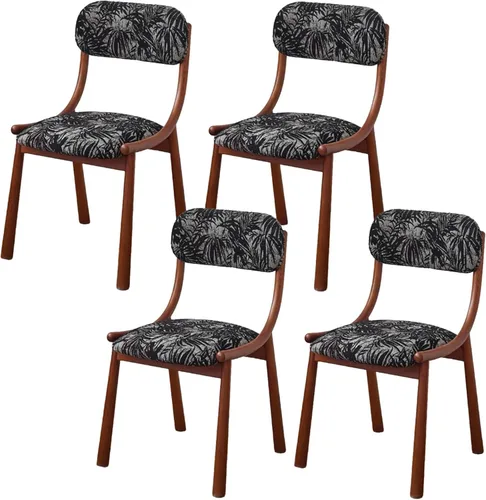 Rustic Fabric Dining Room Chairs, Kitchen Chair with Backrest, Dining Chairs Lobby Chair Set for French Country Farmhouse Kitchen Home Brown+black