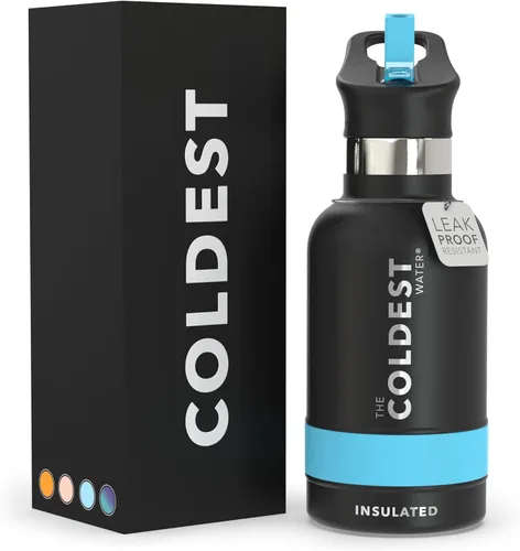 Miniatura 41 de Coldest - Botella para agua con tapa que incluye pajilla, térmica y metálica (acero inoxidable), para hombres y mujeres, color morado