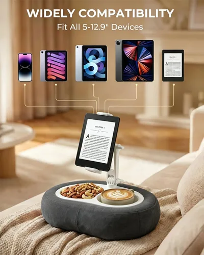 Miniatura 4 de Miledi Soporte de almohada para tableta, compatible con Kindle de 5 a 12.9 pulgadas, iPad, teléfono/tableta, soporte giratorio de 360° para cama