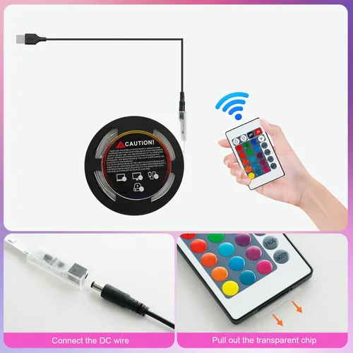 Miniatura 7 de Tira de luces LED de 20 pies que cambian de color, lámpara de estado de ánimo con USB 5 V, funciona con RGB 5050, cinta de luces LED RGB 5050