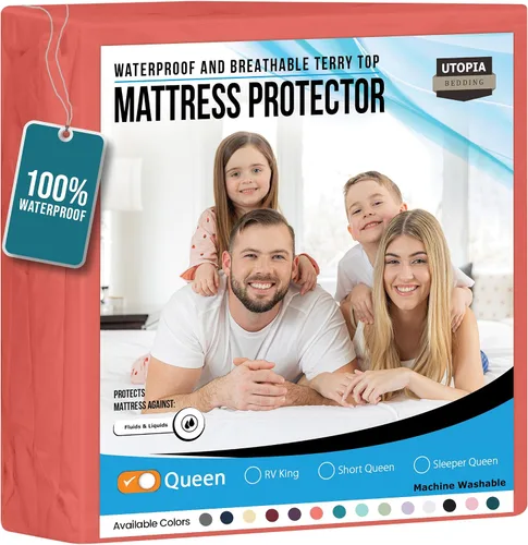 Miniatura 43 de Utopia Bedding – Protector impermeable de colchón tamaño individual, funda de colchón de terry premium de 200 GSM, transpirable, estilo ajustado
