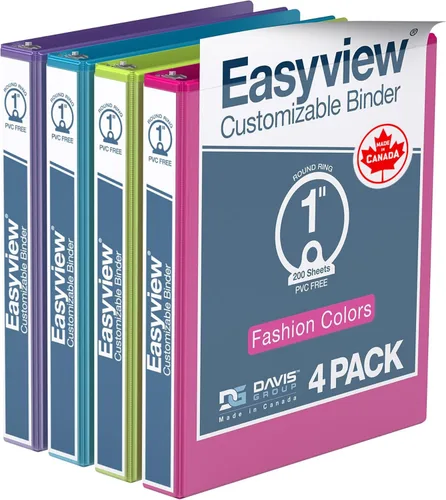 Miniatura 37 de Easyview - Carpetas prémium de 3 anillas con cubiertas transparentes y anillos redondos, carpetas para la escuela u oficina, 1 pulgada, paquete