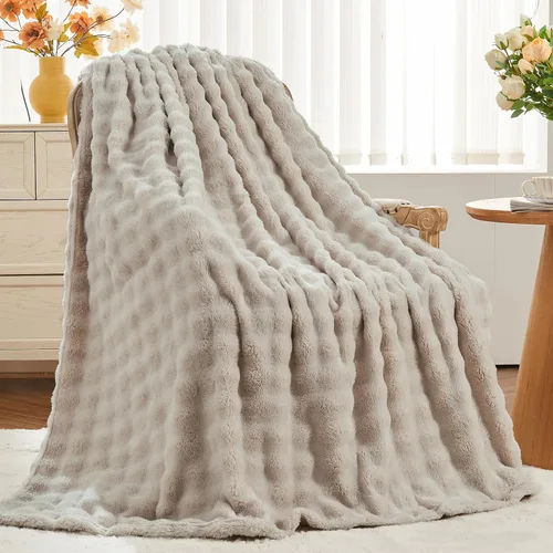 Miniatura 30 de NEWCOSPLAY Manta para Sofá Aqua Súper Suave de Franela Polar 3D Burbuja Ligera Manta de Cama para Uso en Todas las Estaciones (Aqua, Throw(50"x60"))