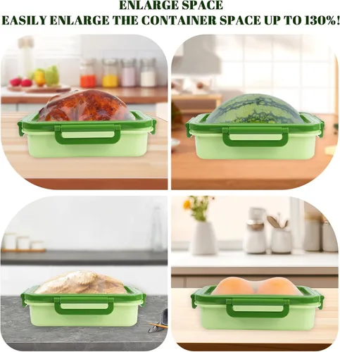 Miniatura 6 de Juego de 2 protectores grandes reutilizables de frutas y verduras, caja de almacenamiento de frutas de silicona, cápsulas elásticas frescas