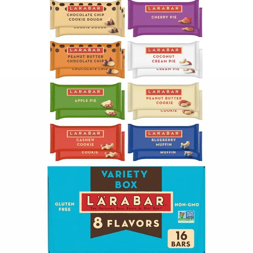 Larabar - Barras de snack sin gluten, caja variada, veganas, 8 sabores, 1.7 oz, 16 unidades