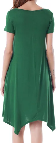 Miniatura 2 de Invug Vestido casual de manga corta con cuello redondo y bolsillos para mujer