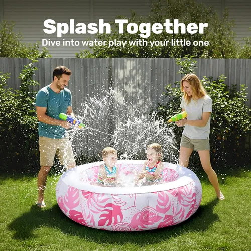 Miniatura 3 de SLOOSH Piscina inflable para niños, piscina de 36 x 11 pulgadas con piso de almohadilla suave para niños y niños pequeños, piscina redonda inflable