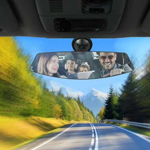 Miniatura 4 de Espejo retrovisor para automóvil con ventosa ajustable, gran angular que reduce los puntos ciegos, 12.6 pulgadas, HD, universal, panorámico