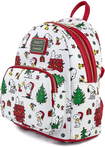 Miniatura 4 de Loungefly Peanuts Snoopy Holiday AOP - Bolso de hombro con doble correa para mujer Multi