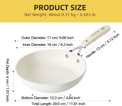 Miniatura 3 de Mini sartén antiadherente para huevos, sartén para tortilla de 6.3 pulgadas, pequeña sartén antiadherente para huevos de una sola porción