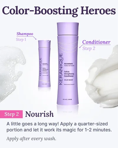 Miniatura 7 de Keranique Color Boost Scalp - Acondicionador revitalizante de queratina para cabello teñido – Protege y extiende el color, sin sulfatos, tintes