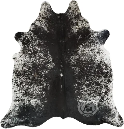 Miniatura 8 de Sunshine Cowhides Alfombra de piel de vaca de cuerno largo 100 % genuino, color blanco y negro, estilo moderno, alfombra de piel animal y alfombra