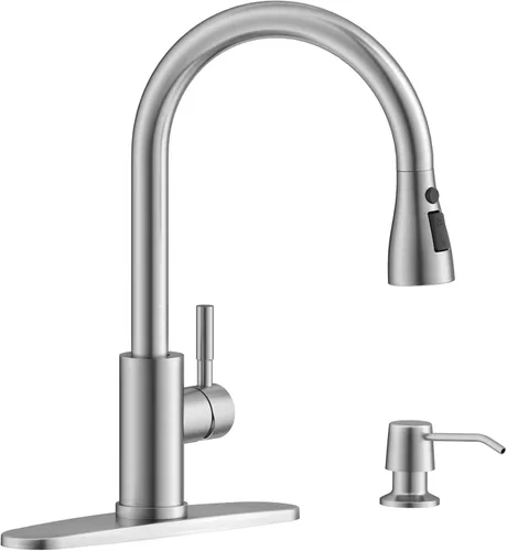 Miniatura 13 de APPASO Grifo de cocina negro con filtro de agua, mangueras certificadas por cUPC, grifos de fregadero de 3 vías con rociador extraíble, 3 modos