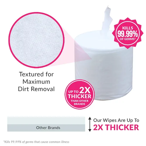 Miniatura 2 de Toallitas4Salud Toallitas Sanitizantes: 4000 Toallitas Húmedas Sin Perfume (20,3 cm x 15,2 cm): 4 Rollos de Recarga Mega para Dispensadores de Piso