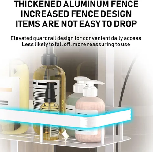 Miniatura 4 de Organizador de ducha blanco para colocar sobre la puerta, organizador de baño a prueba de óxido, estante de almacenamiento de 2 niveles, estantes