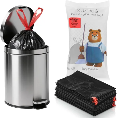 Miniatura 10 de XUXRUS Bolsas de basura pequeñas para baño, bolsas de basura de 3 galones para oficina en casa, 120 unidades, color blanco, se adapta a contenedores