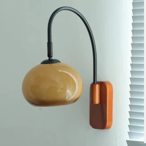 Aplique de pared de decoración moderna de mediados del siglo con vidrio de leche blanco, lámpara de pared de madera industrial vintage con cableado