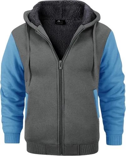 Miniatura 112 de GEEK LIGHTING Sudadera con capucha y cremallera para hombre, forro polar, chaqueta gruesa con capucha para invierno, cálida sudadera atlética