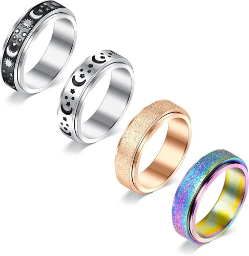 VCMART Anillo de Ansiedad para Mujeres, Anillos de Ansiedad para Mujeres, Anillos Giratorios para Mujeres, Anillos Relajantes de Estrés para