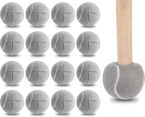 Macarrie 16 pelotas de tenis precortadas para sillas, sillas de pelota de tenis, cubiertas de pies para patas de muebles para aula, protección de