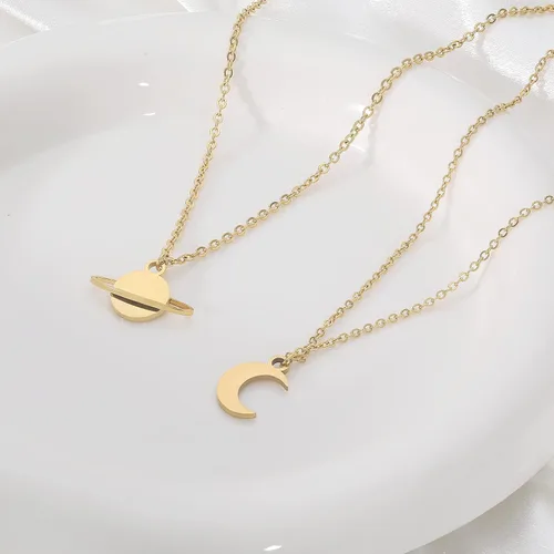 Miniatura 2 de Holy rose 2 piezas de collar de Saturno con estrella de luna, regalo para amantes de la música, regalos para cantantes, regalos inspirados