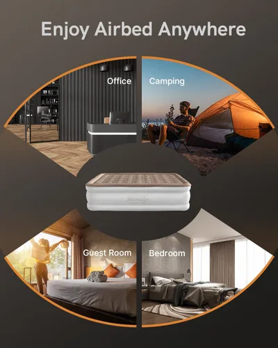 Miniatura 6 de NatraCalm Colchón de aire Queen con bomba integrada, colchón inflable mejorado para el hogar y cama de invitados temporal, cama de aire cómoda