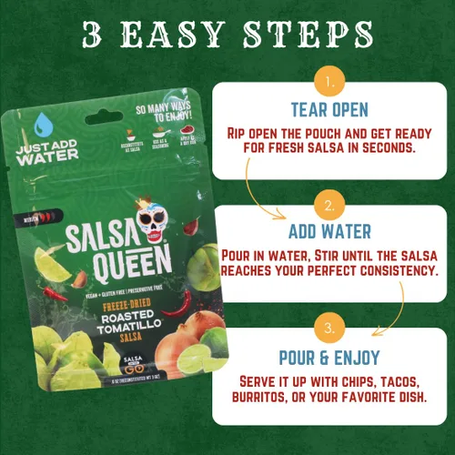 Miniatura 3 de Salsa Queen Salsa gourmet de chile rojo liofilizado Ingredientes frescos Vida útil de más de 3 años No necesita refrigeración Vegana