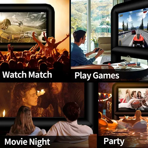 Miniatura 6 de Pantalla de cine inflable para exteriores de 16 pies, pantalla de proyector inflable con bolsa de transporte con soplador, compatible con pantalla