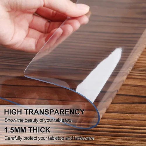 Miniatura 2 de 4 protectores de mesa transparentes de 12 x 16 pulgadas de plástico de 0.059 in de grosor, impermeable, fácil de limpiar, resistente a la limpieza