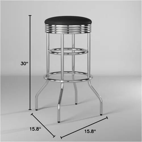 Miniatura 3 de TRINITY Taburete resistente de 30 pulgadas, encimera de cocina cromada giratoria de altura de barra, garaje o taller, asiento de piel sintética