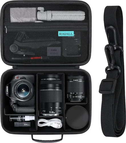 RAIALL Funda para cámara Canon EOS Rebel T7/R50/R50V/R100/R6 Mark II/R5/R8/R10/RP/R7/Sony/Nikon D7500 DSLR, lente, trípode, bolsa de viaje