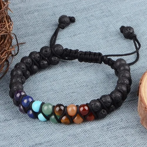 Miniatura 2 de MASSIVE BEADS Natural Chakra Healing Power Crystals Macrame Bracelet Yoga Double Layer Stone Beads Gemstone Meditation Relax Anxiety Bangle for