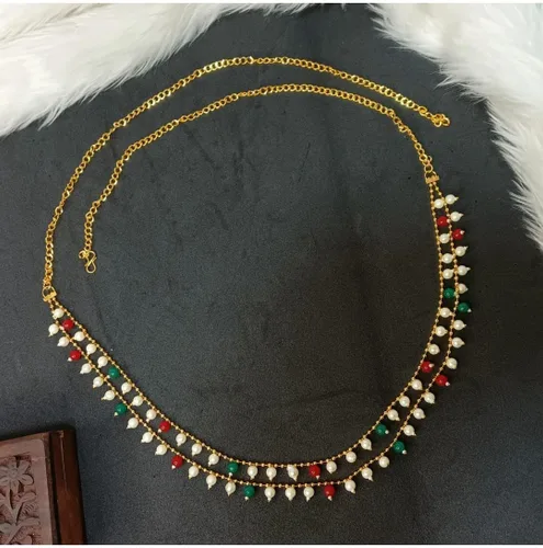 Miniatura 2 de Efulgenz Cinturón de cintura chapado en oro vintage de Bollywood indio, cadena para el vientre, joyería para el cuerpo nupcial, Cristal, No es una