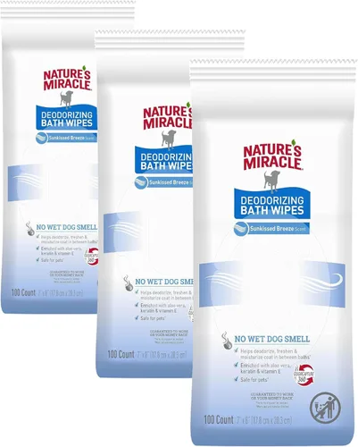 Miniatura 3 de Nature's Miracle Toallitas de baño desodorizantes para perros, 100 unidades, aroma a lavanda