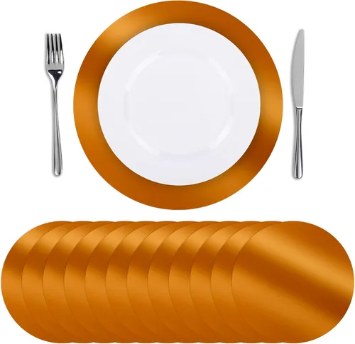 Miniatura 10 de SHACOS 50 manteles individuales redondos negros, manteles individuales de papel de 13 pulgadas desechables para mesa de comedor, platos de carga