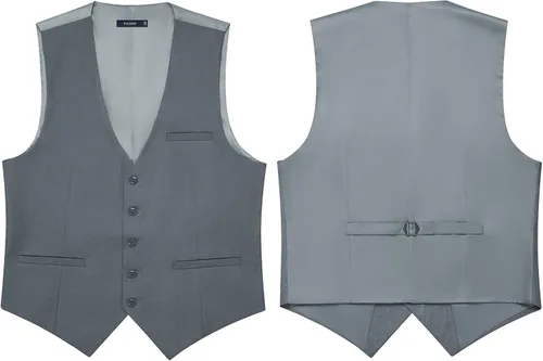 Miniatura 7 de FAIMO Suit Vest for Men Formal, Business Tuxedo Vest Bow Tie Pocket Square Set, Mens Dress Vest for Wedding(XS-4XL)