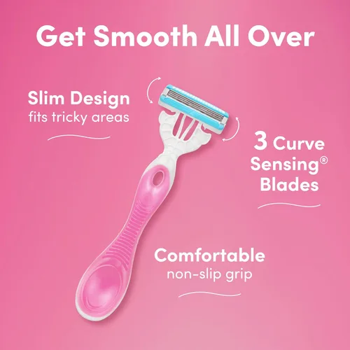 Miniatura 4 de Schick Hydro Silk - Maquinillas de afeitar desechables de 3 hojas para mujer, 3 unidades, esenciales de viaje, afeitadora para mujer, diseño