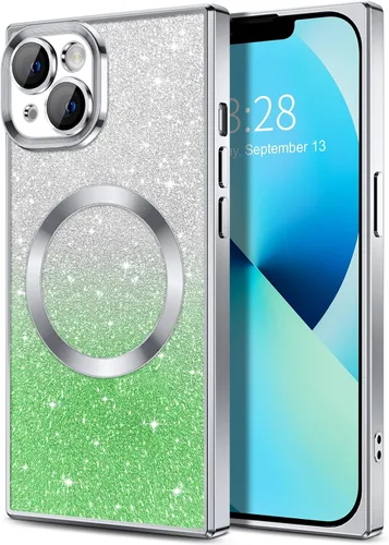 Miniatura 163 de Hython Funda para iPhone 13 Pro transparente con purpurina magnética [compatible con MagSafe] Protector completo de lente de cámara delgado