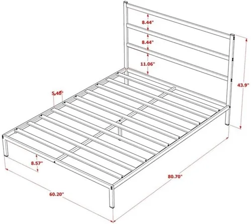 Miniatura 3 de East West Furniture FTQBBLK Fulton - Cama de plataforma Queen con 5 patas de metal, magnífica cama con recubrimiento en polvo, color negro