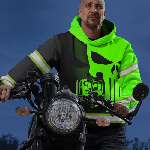 Miniatura 8 de Sudadera con capucha de alta visibilidad para hombres - Colección de trabajos con nombre personalizado Clase 3 Ropa de trabajo reflectante