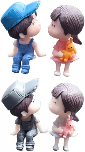 Miniatura 10 de MiOYOOW 4 piezas de adornos de pareja de coche, adornos de coche de globo de parejas de dibujos animados mini, lindos accesorios de tablero