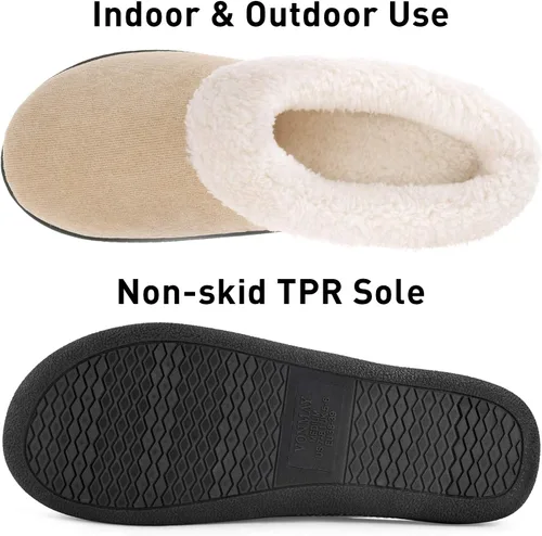 Miniatura 3 de VONMAY Pantuflas de casa mullidas para mujer, pantuflas de espuma viscoelástica con cuello de forro polar para interiores y exteriores