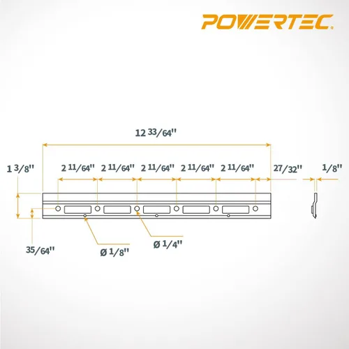 Miniatura 3 de POWERTEC 71382 Placa de bloqueo de cuchillo cepilladora para cepilladora de 12-1/2", 2PK