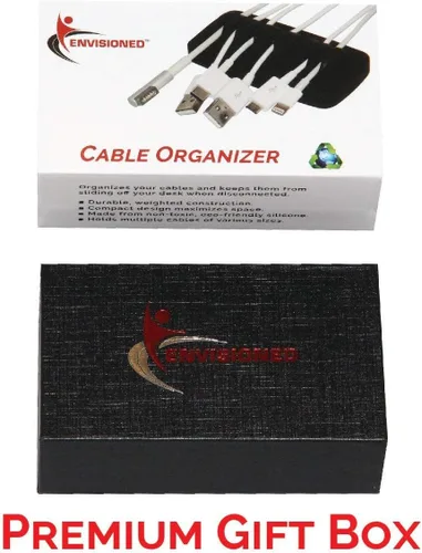 Miniatura 6 de Organizador de cables de escritorio, con peso, silicona ecológica, sin mal olor, incluye 4 bridas reutilizables (azul)