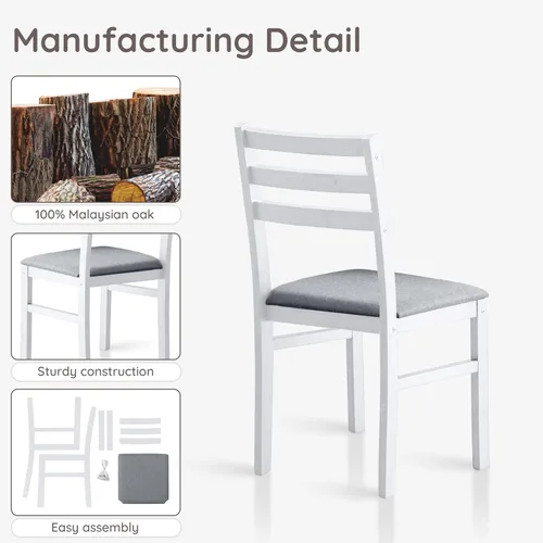 Miniatura 5 de Livinia Seattle Juego de 2 sillas de cocina moderna de estilo granja para comedor, sillas con respaldo en escalera de madera y asiento acolchado