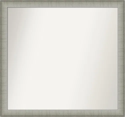 Miniatura 16 de Amanti Art Espejo de baño plateado para sobre fregadero, 25 x 25 pulgadas, espejo de tocador cuadrado estrecho de níquel cepillado, marco de madera
