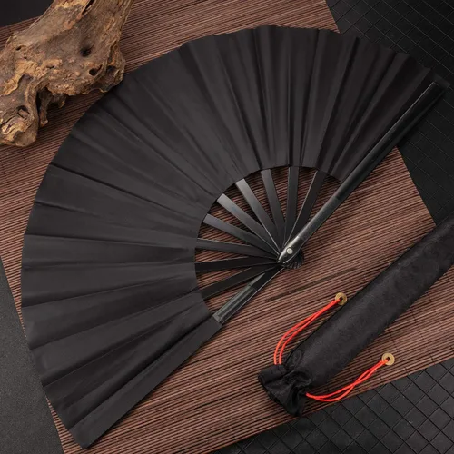 Miniatura 3 de Maitys Paquete de 2 ventiladores de mano plegables grandes de 13 pulgadas, ventiladores chinos de mano grandes para baile de línea, Tai Chi
