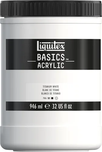 Miniatura 148 de Liquitex BASICS Pintura Acrílica, Botella de 400ml (13.5 oz), Blanco Titanio Titanio Blanco