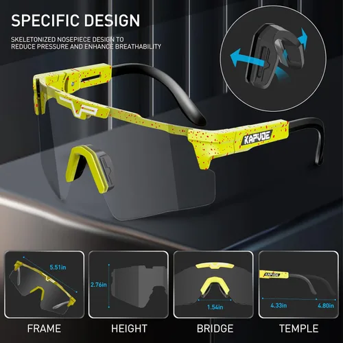 Miniatura 6 de KAPVOE Gafas de ciclismo fotocromáticas Gafas de sol deportivas de bicicleta de montaña Gases transparentes MTB Gafas hombres mujeres Bicicletas